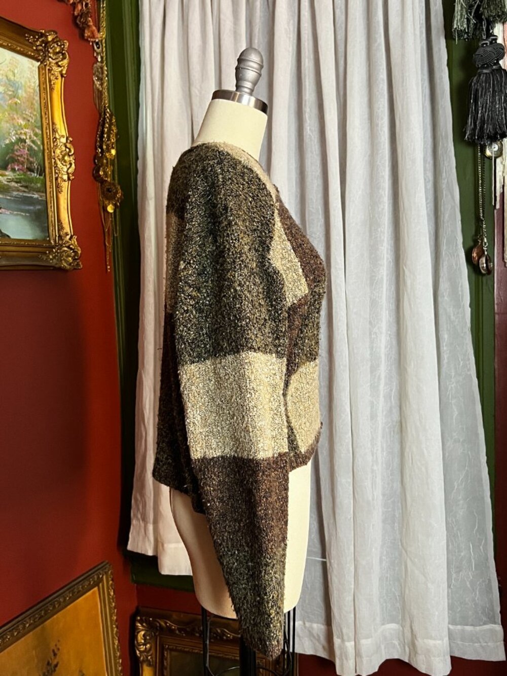 Earthy Patchwork Cardigan Sweataer - Picture 2 of 10